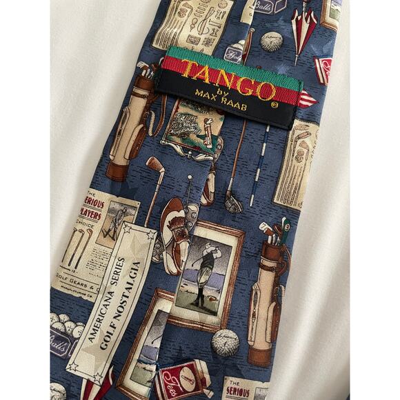 TANGO by Max Raab Golf Theme 100% Silk Tie Approx. 59x3.75 - Picture 3 of 9